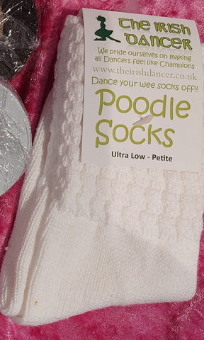 Arch Support Poodle Socks (Irish Dancing) - RADIANT WHITE